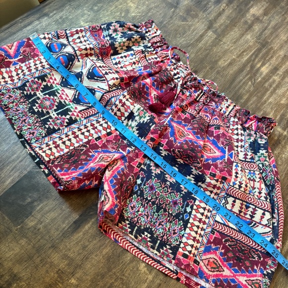 JOHNNY WAS Workshop Linen SET! Shorts & Top! Burgundy Tribal Print! Excellent. M - Picture 13 of 15